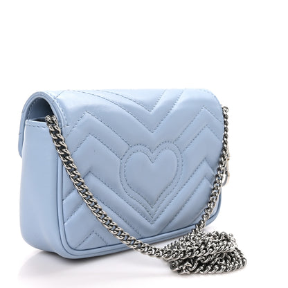 Gucci Calfskin Matelasse Super Mini GG Marmont Shoulder Bag Porcelain Light Blue 3 of 10