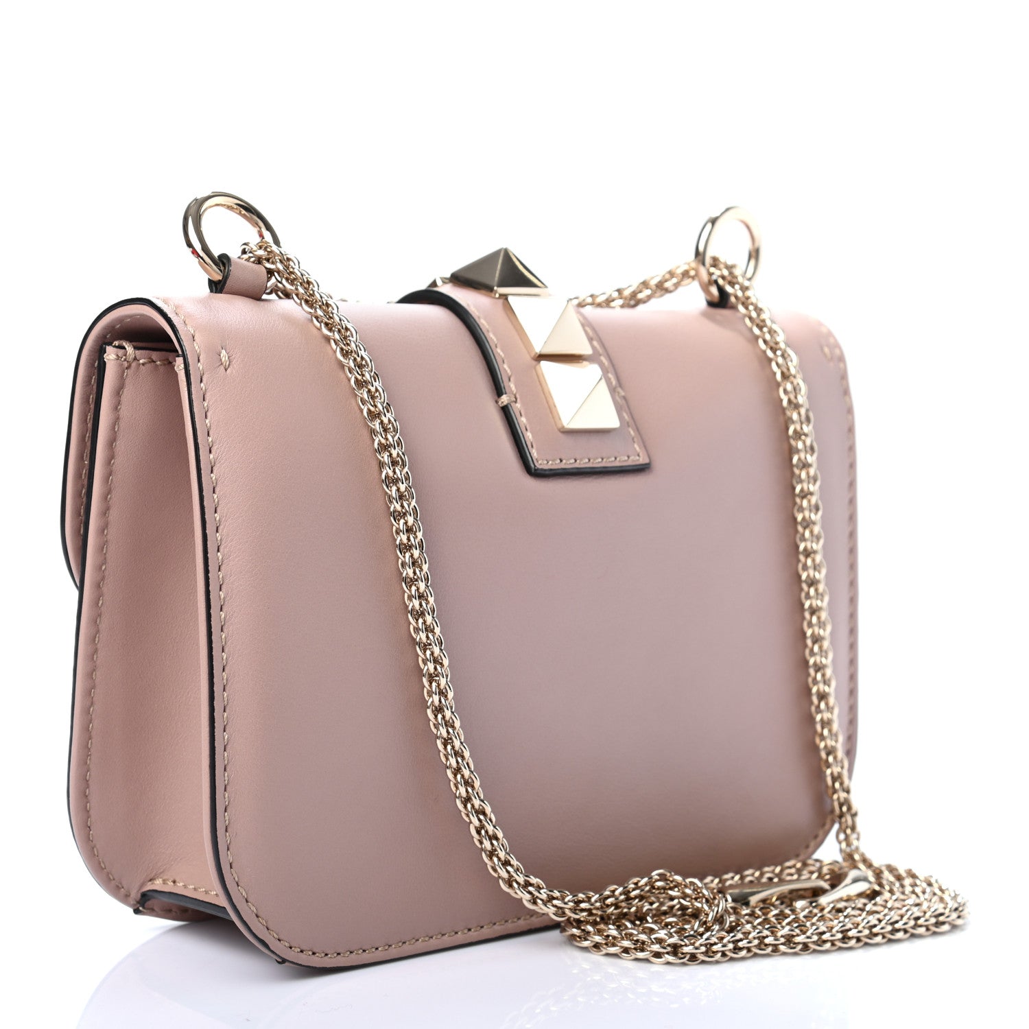 Valentino Garavani Vitello Small Glam Lock Rockstud Flap Poudre 3 of 9