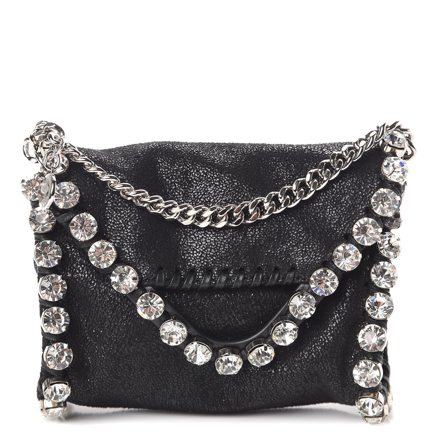 Shaggy Deer Tiny Fold Over Falabella Crystal Crossbody Black