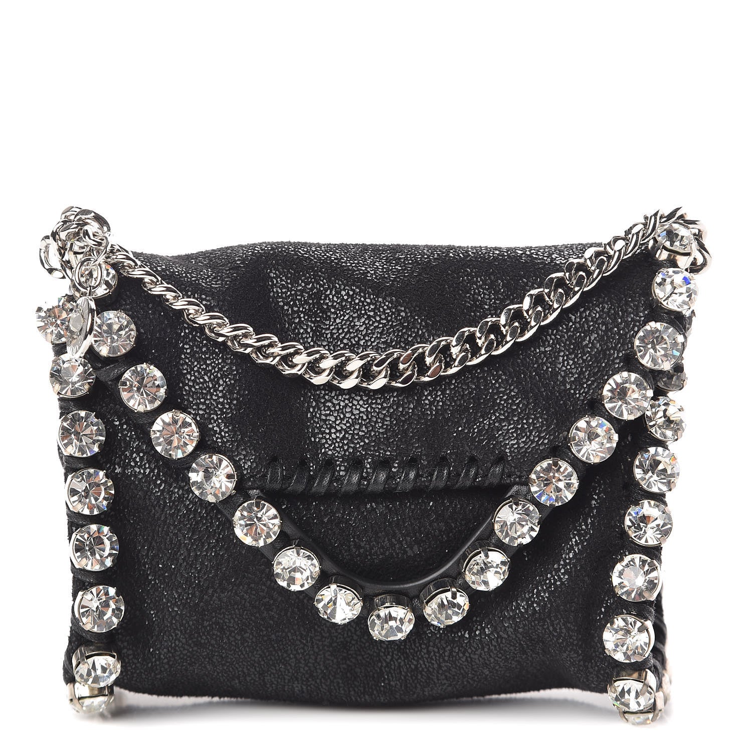 Stella McCartney Shaggy Deer Tiny Fold Over Falabella Crystal Crossbody Black 1 of 8