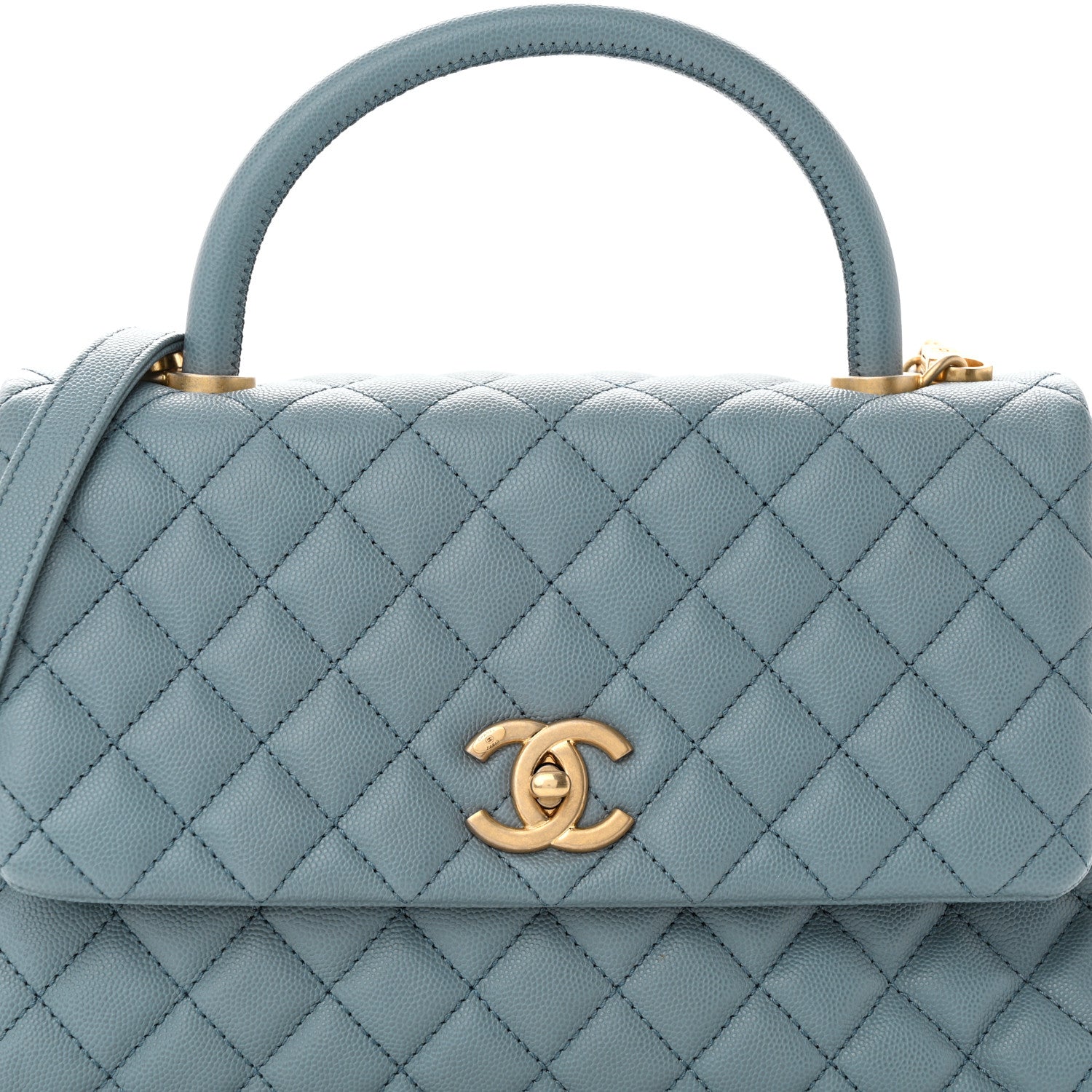 Chanel Caviar Quilted Small Coco Handle Flap Light Blue 8 of 12