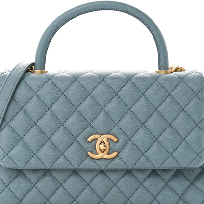 Chanel Caviar Quilted Small Coco Handle Flap Light Blue 8 of 12