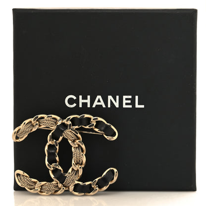 Chanel Metal Chain French New Wave CC Brooch Black Gold 4 of 4