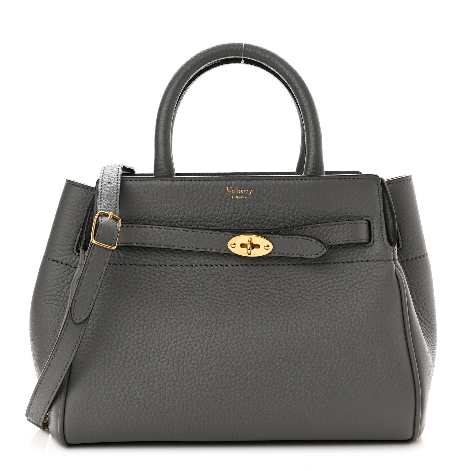 Mulberry Heavy Grain Small Belted Bayswater Tote Charcoal 1 of 9