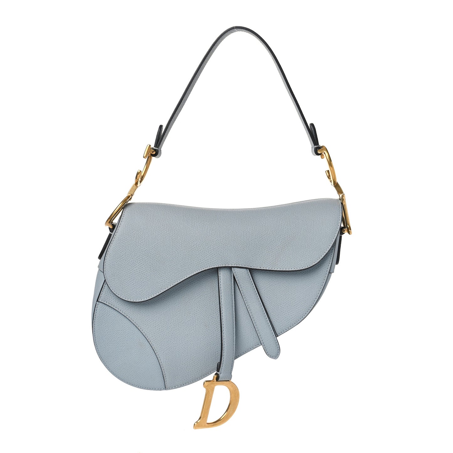 Grained Calfskin Saddle Bag Sky Blue