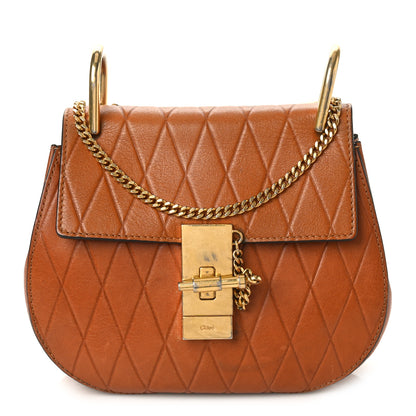 Chloe Lambskin Diamond Embossed Small Drew Shoulder Bag Caramel 1 of 9