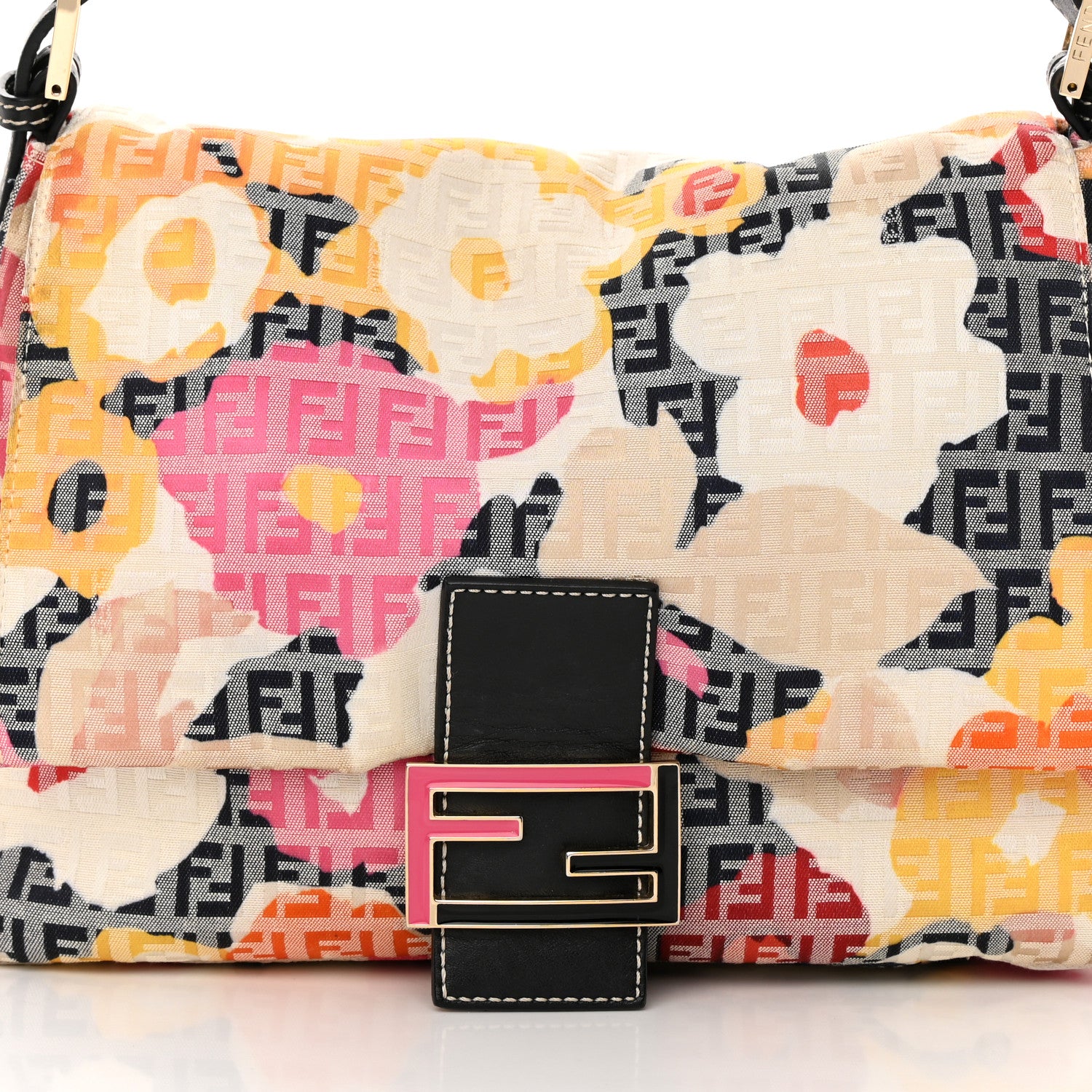 Fendi Zucchino Vitello Floral Forever Mama Baguette Beige Multicolor 8 of 13