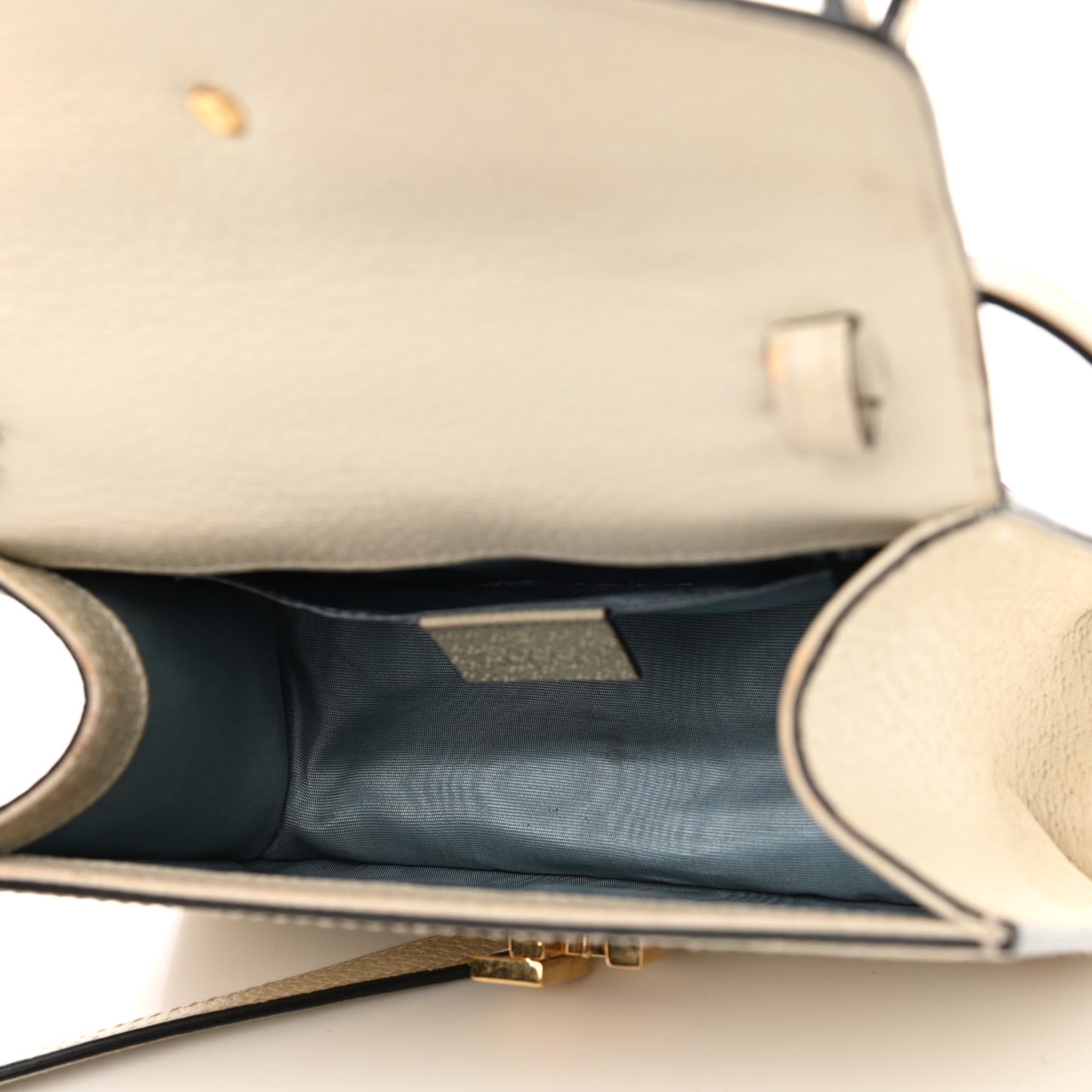 Textured Calfskin Bee Star Print Mini Sylvie Top Handle Bag Mystic White