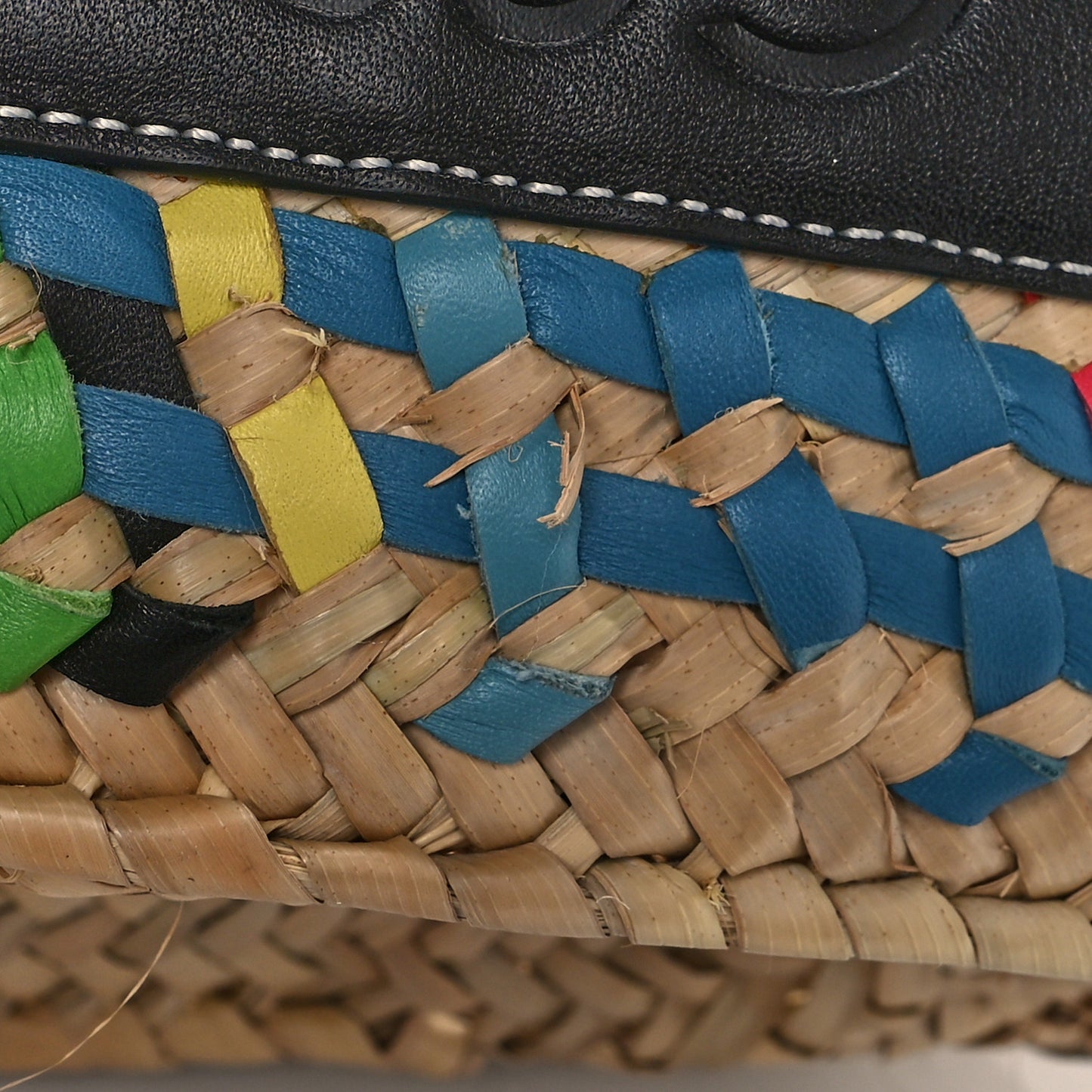 Raffia Basket Tote Bag Natural Multicolor