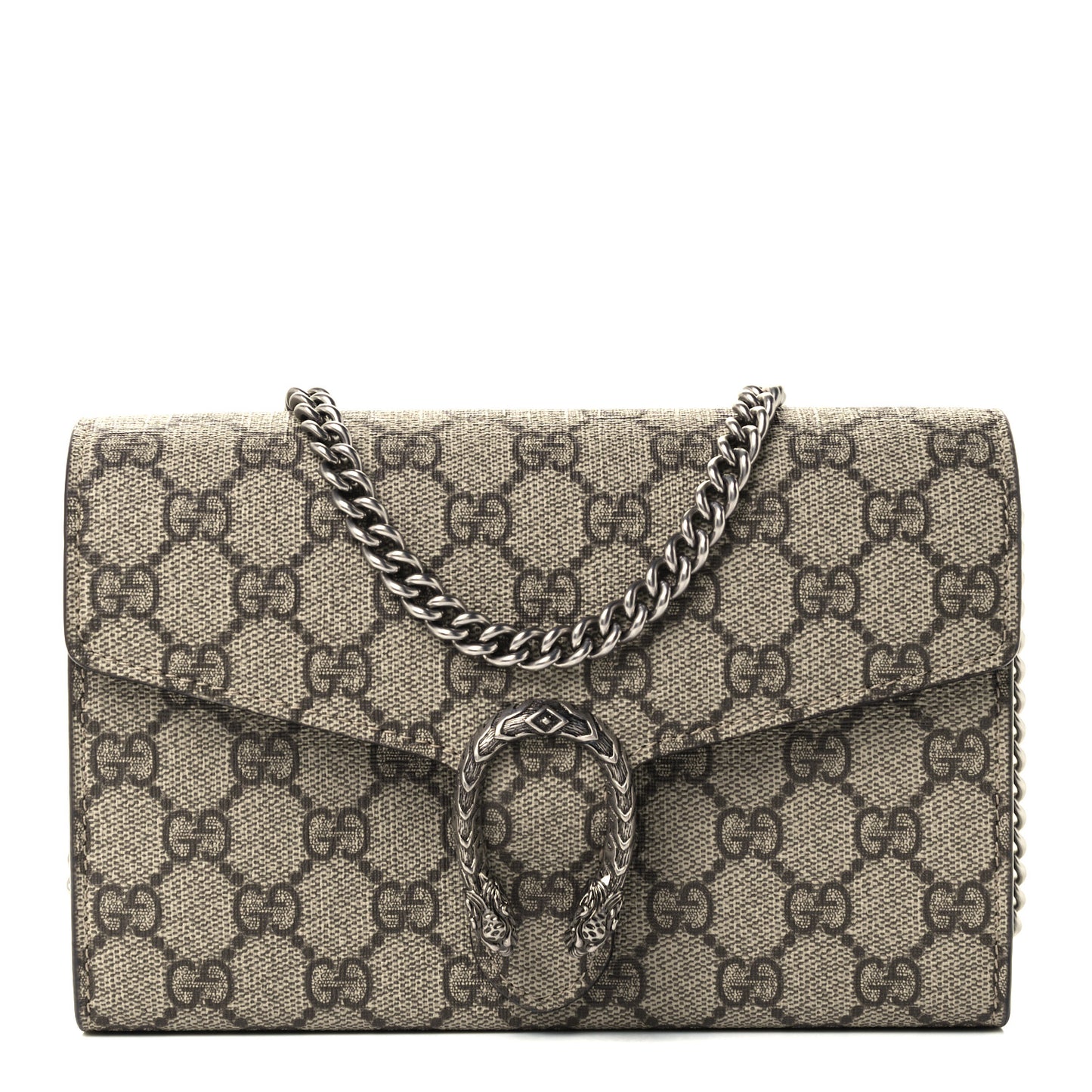 GG Supreme Monogram Mini Dionysus Chain Wallet Beige Taupe