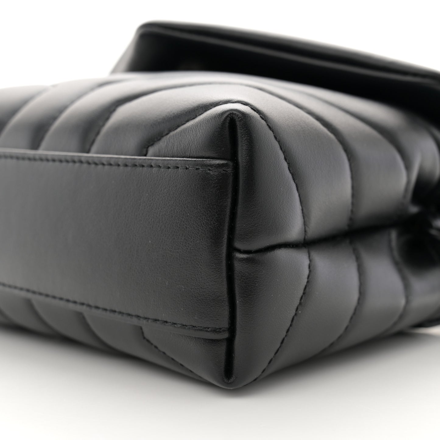 Calfskin Y Quilted Monogram Monochrome Toy Loulou Crossbody Bag Black