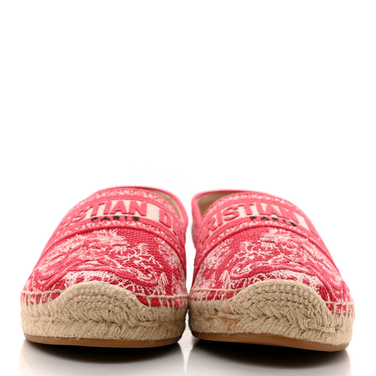 Christian Dior Embroidered Toile De Jouy Granville Espadrille 39.5 Raspberry 2 of 9