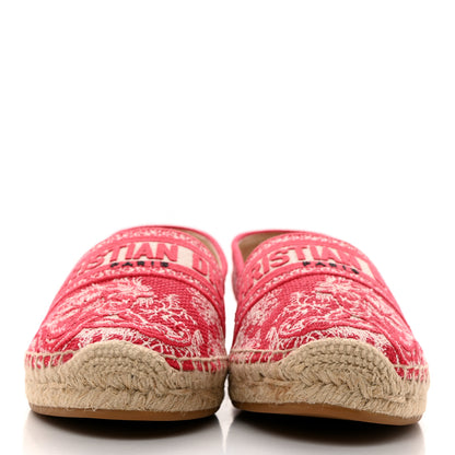 Christian Dior Embroidered Toile De Jouy Granville Espadrille 39.5 Raspberry 2 of 9
