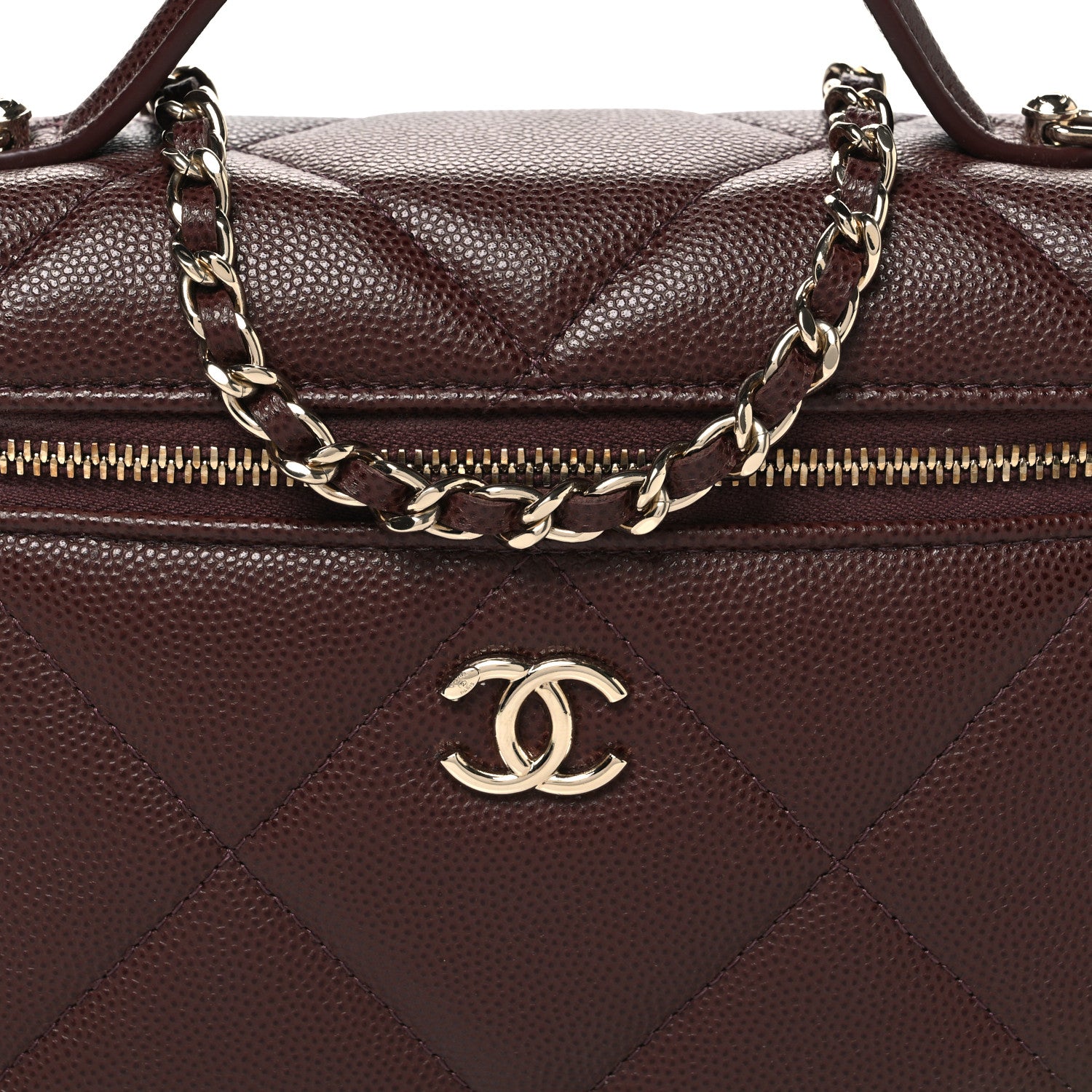 Chanel Caviar Quilted Top Handle Slim Vanity With Chain Dark Brown 8 of 10