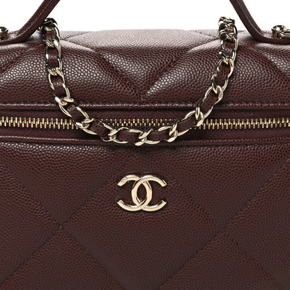 Chanel Caviar Quilted Top Handle Slim Vanity With Chain Dark Brown 8 of 10