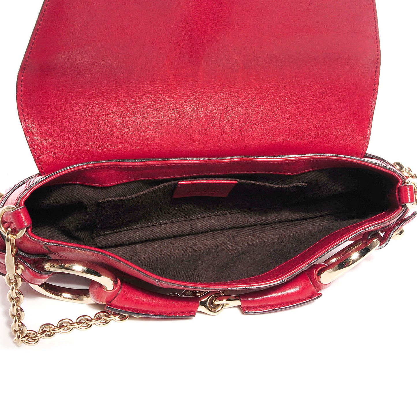 Calfskin Small Horsebit Chain Clutch Red