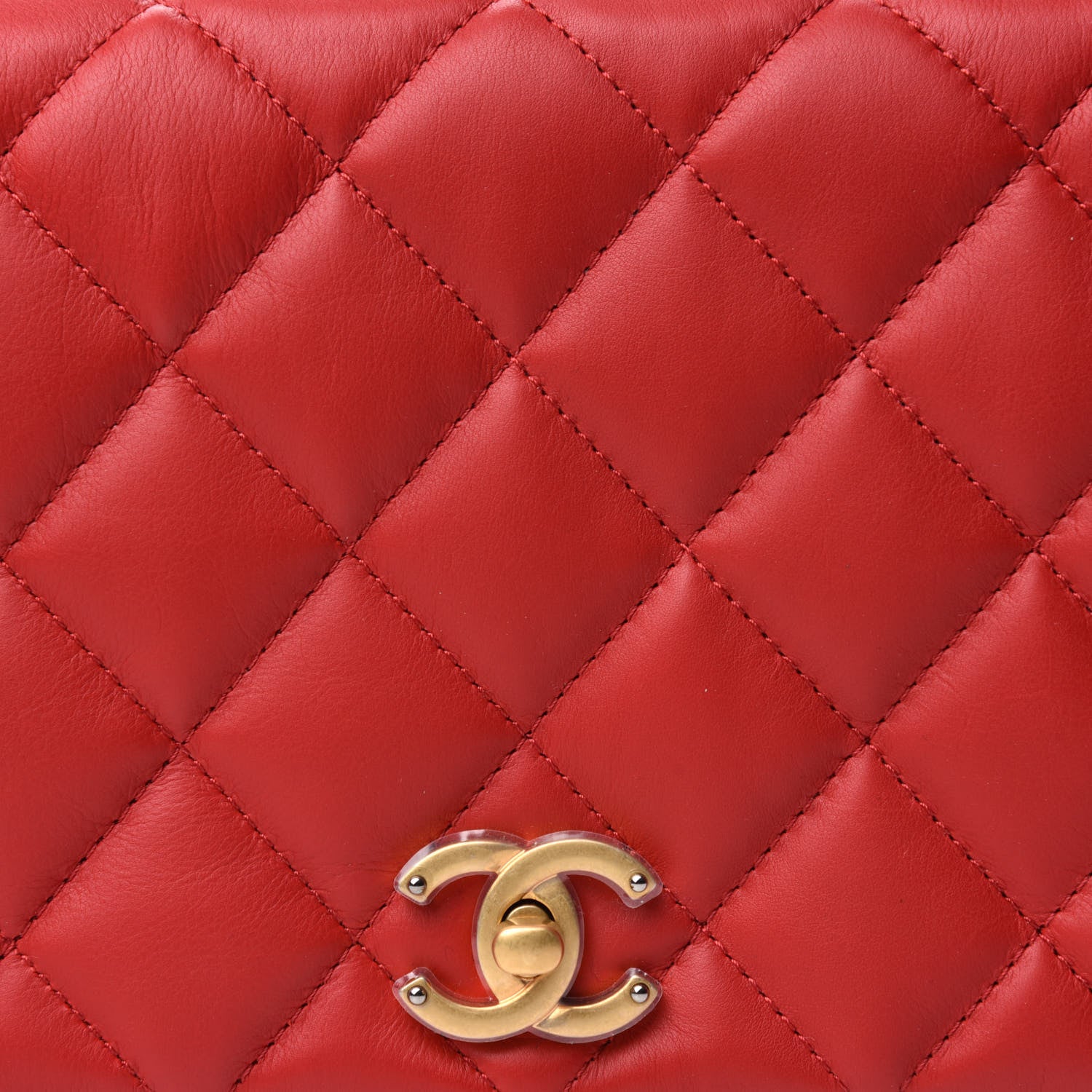 Chanel Calfskin Quilted Nailed CC Flap Bag Red 11 of 12