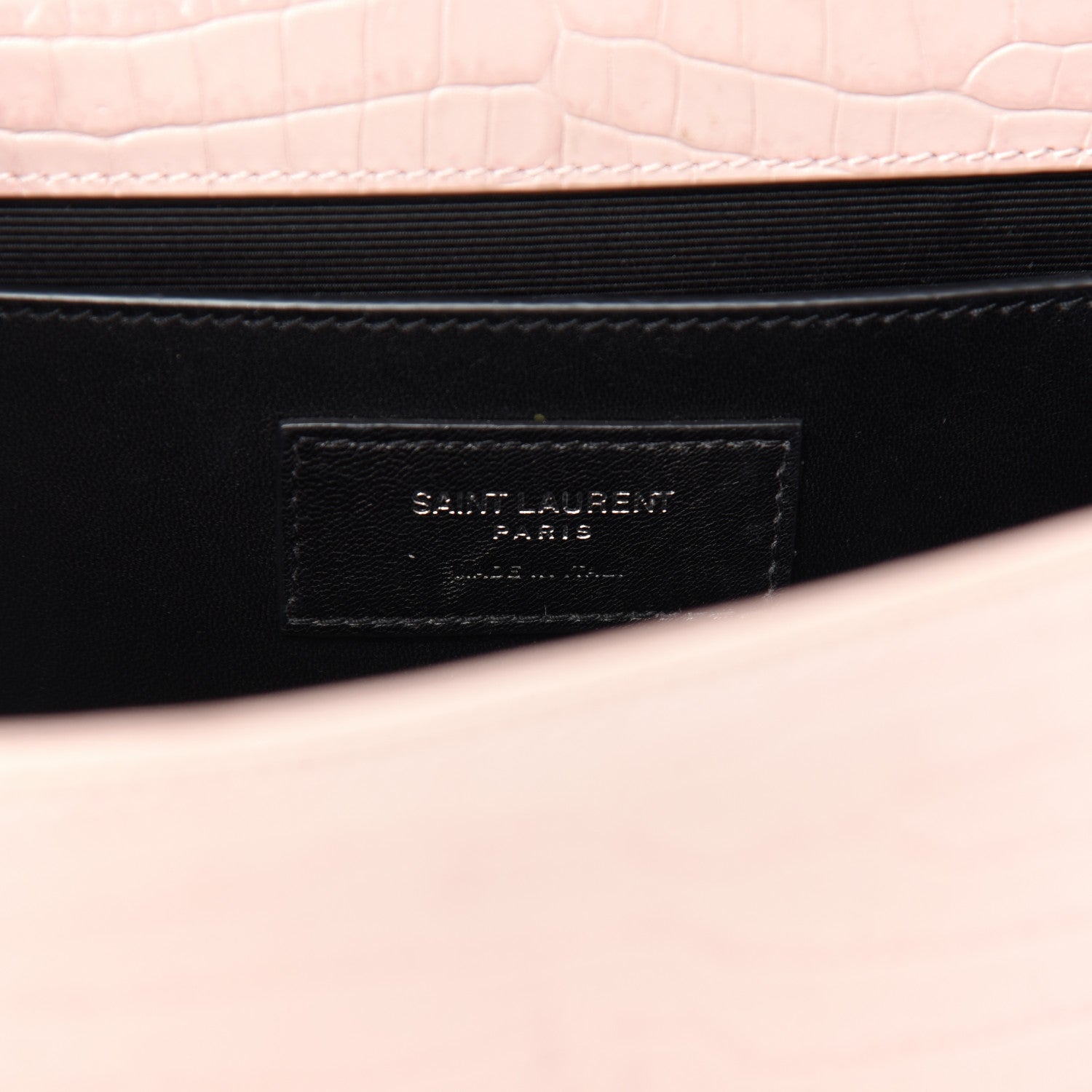 Saint Laurent Calfskin Crocodile Embossed Medium Classic Monogram Kate Tassel Satchel Powder Pink 6 of 10