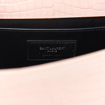 Saint Laurent Calfskin Crocodile Embossed Medium Classic Monogram Kate Tassel Satchel Powder Pink 6 of 10