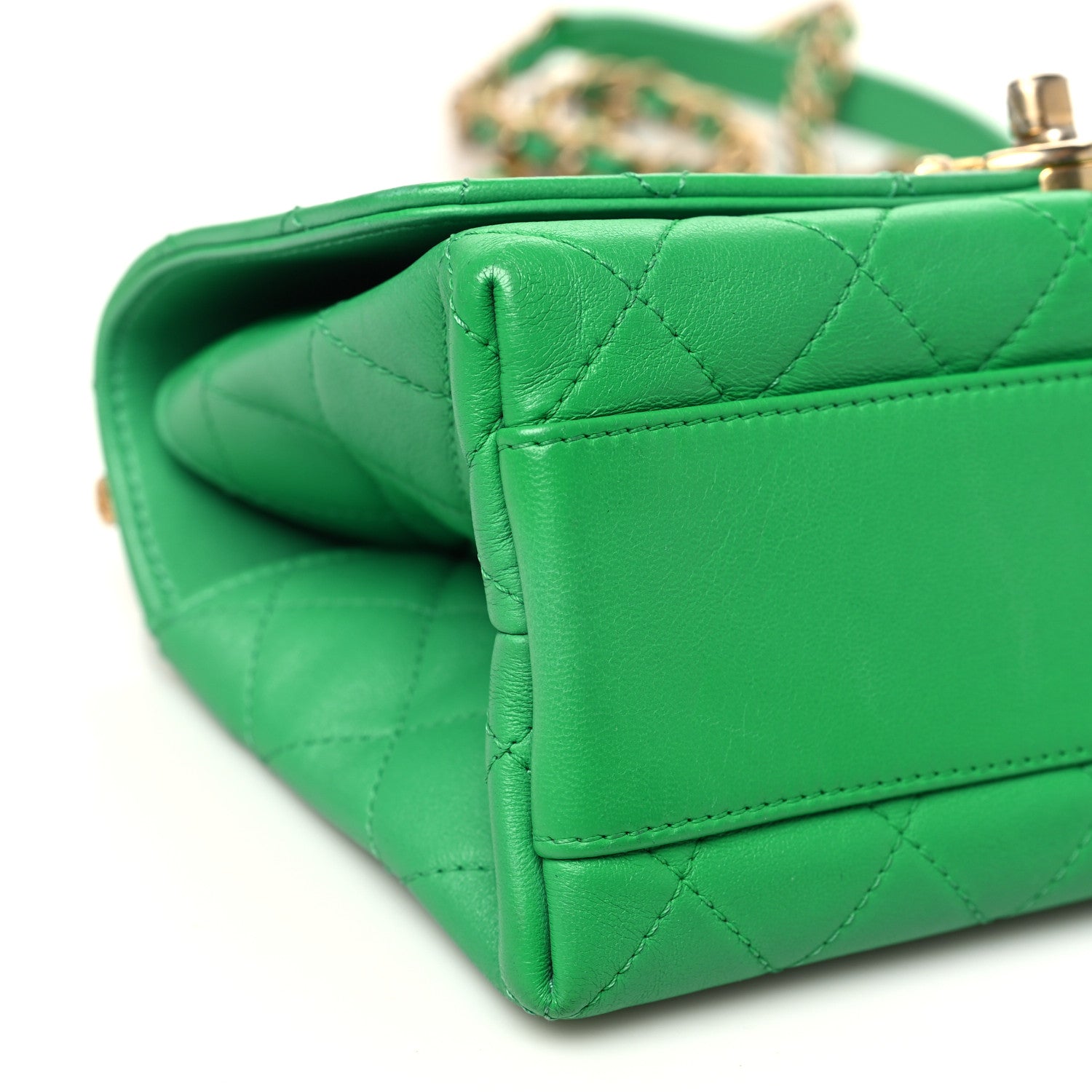 Chanel Lambskin Quilted La Parisienne Top Handle Flap Green 9 of 10