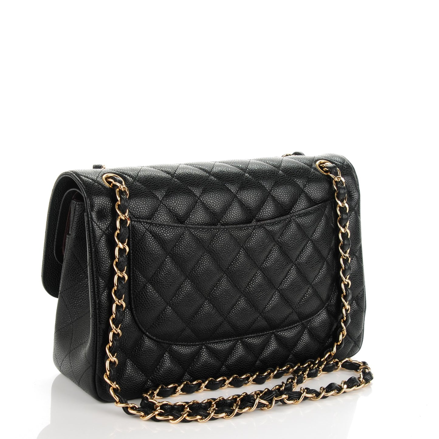 Caviar Quilted Jumbo Double Flap Black