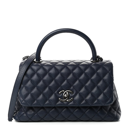 Chanel Caviar Quilted Small Coco Handle Flap Navy 1 of 10