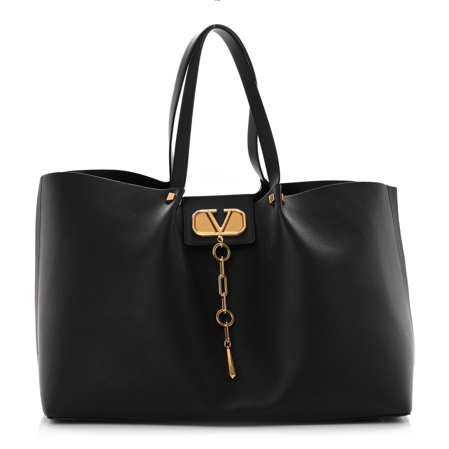 Grainy Calfskin Large VLogo Escape Shopper Black