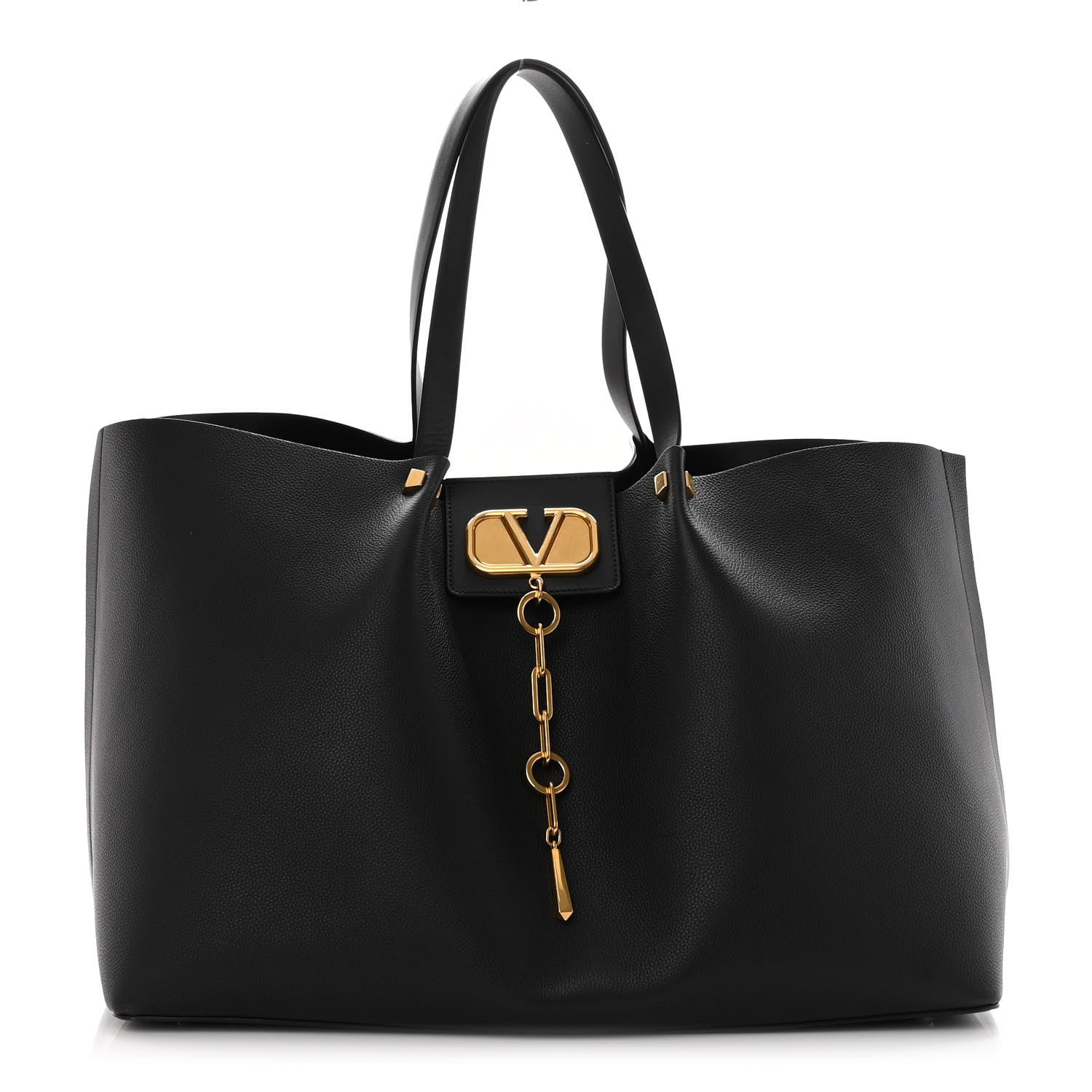 Valentino Garavani Grainy Calfskin Large VLogo Escape Shopper Black 3 of 10