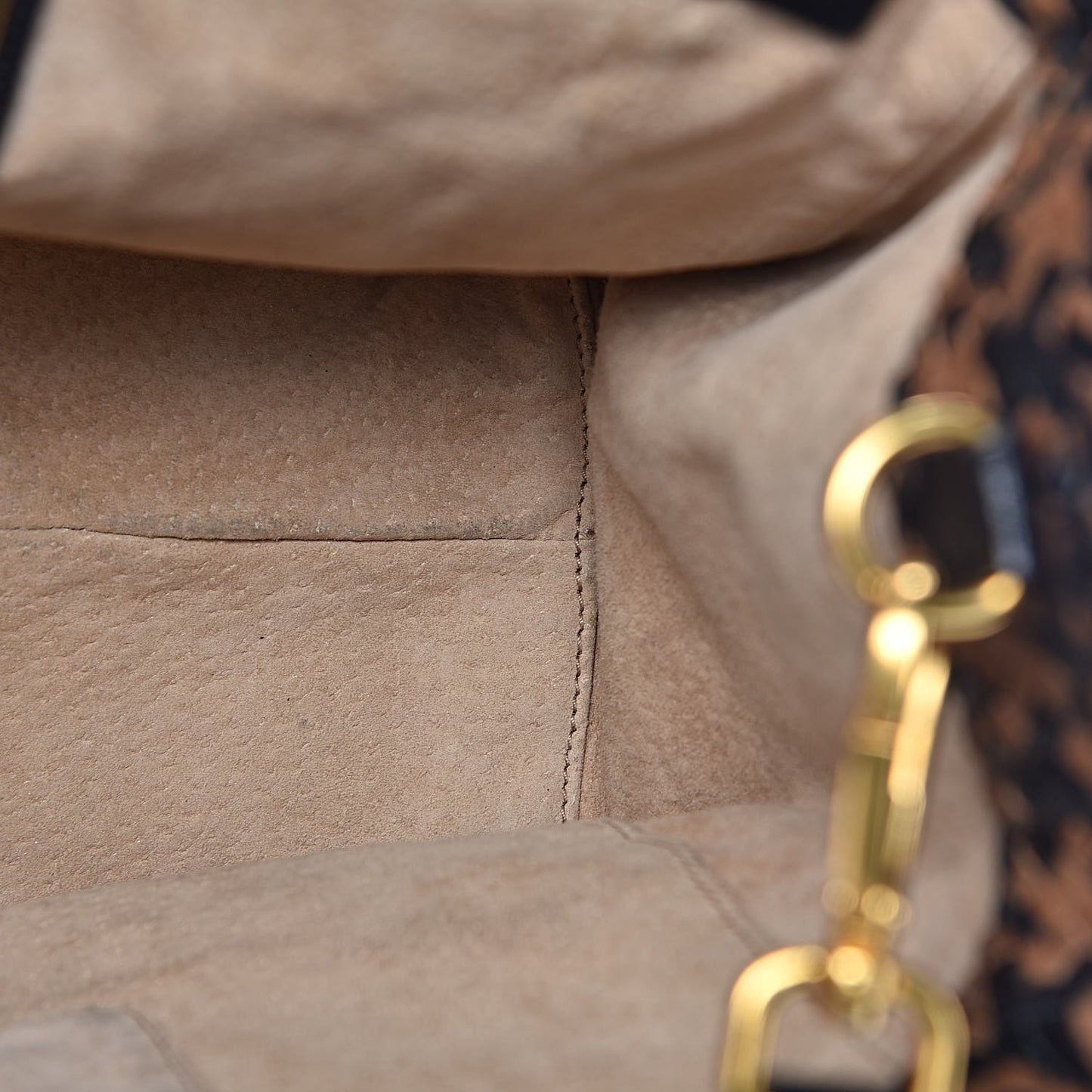 Goatskin Woven Small Tote Black Cammello