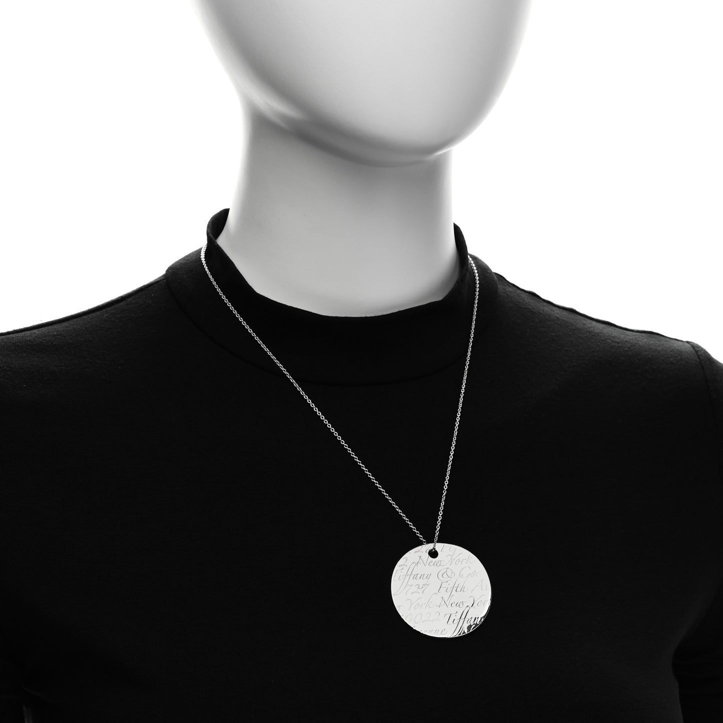 Sterling Silver Notes Round Pendant Necklace