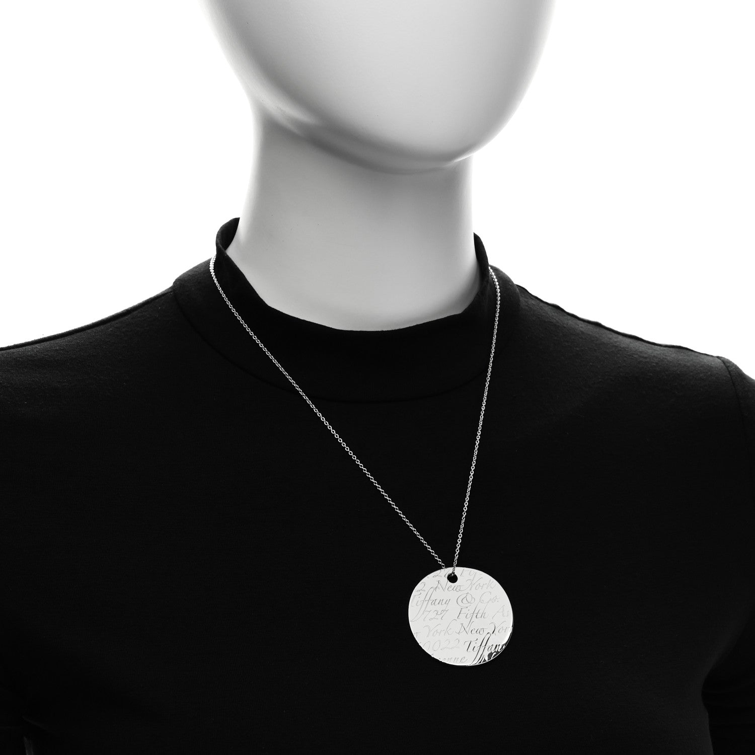 Tiffany Sterling Silver Notes Round Pendant Necklace 2 of 5