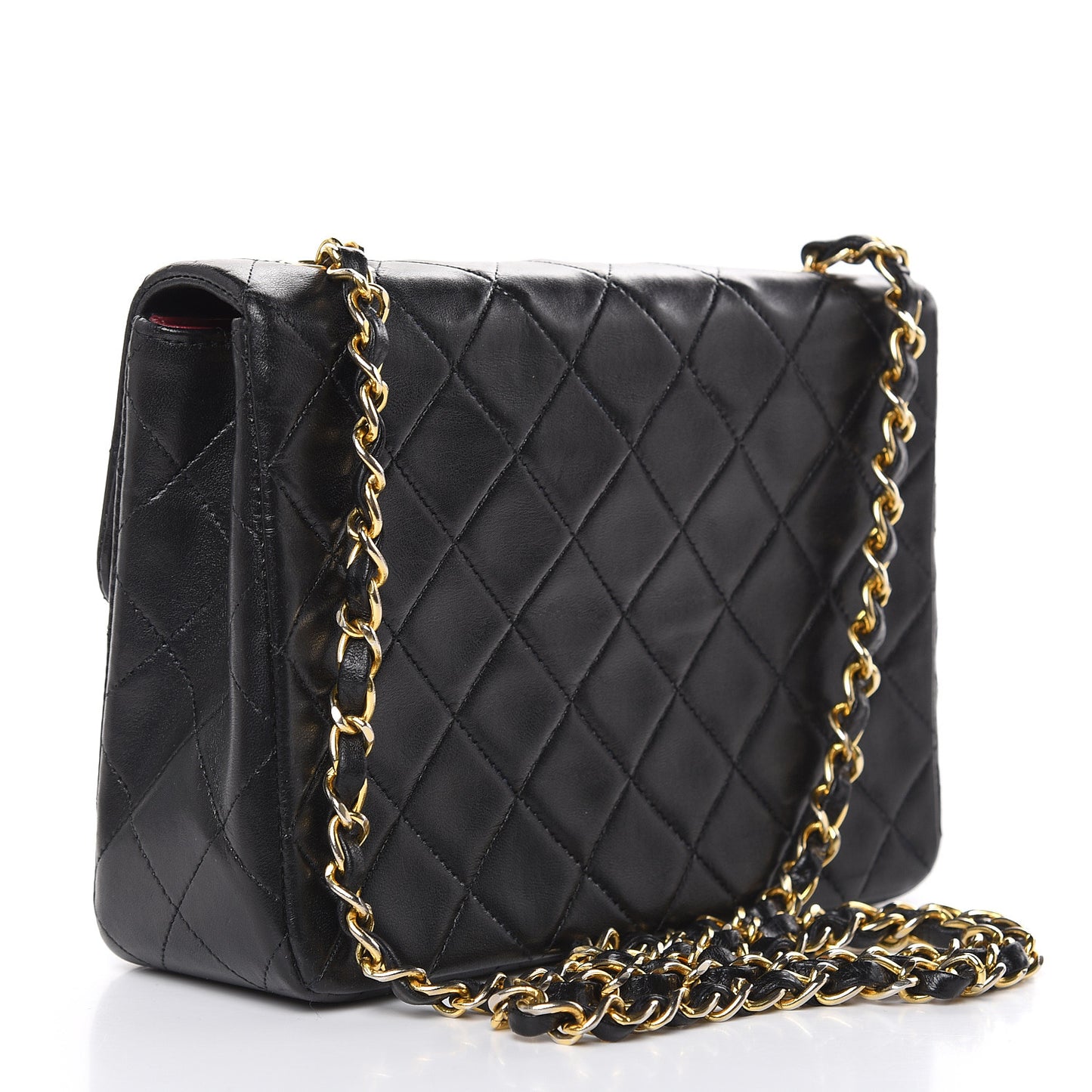 Lambskin Quilted Mini Square Flap Black