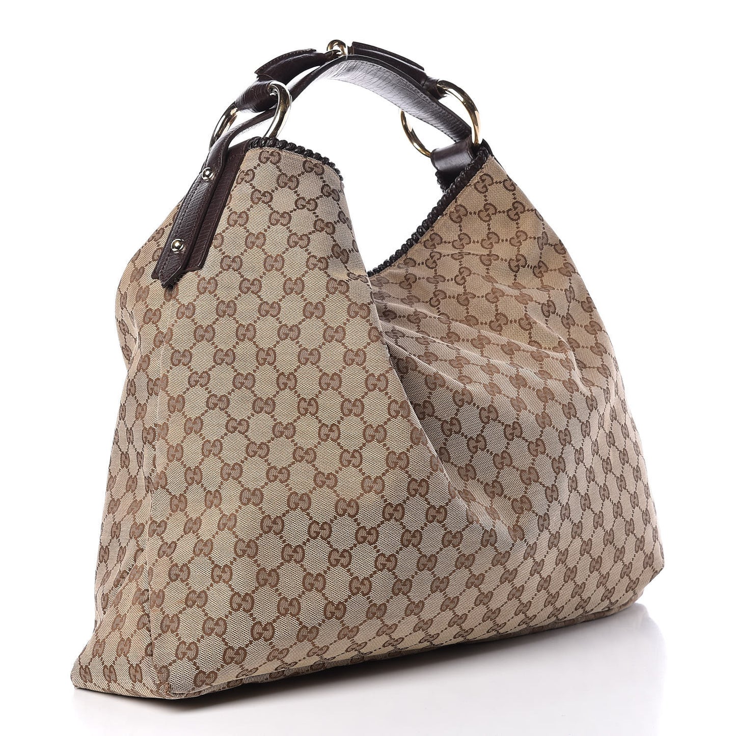 Monogram Large Horsebit Chain Hobo Dark Brown