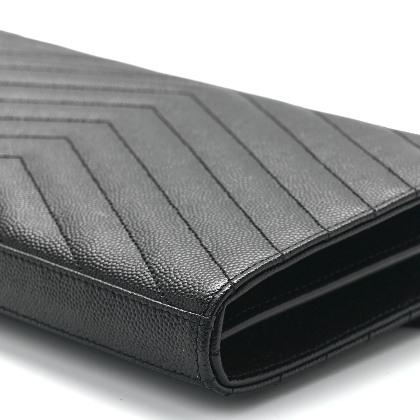 Grain De Poudre Matelasse Chevron Monogram Chain Wallet Black