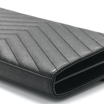 Saint Laurent Grain De Poudre Matelasse Chevron Monogram Chain Wallet Black 10 of 10