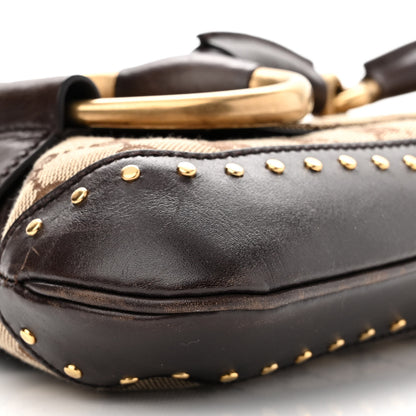 Gucci Monogram Studded Horsebit Clutch Dark Brown 9 of 15