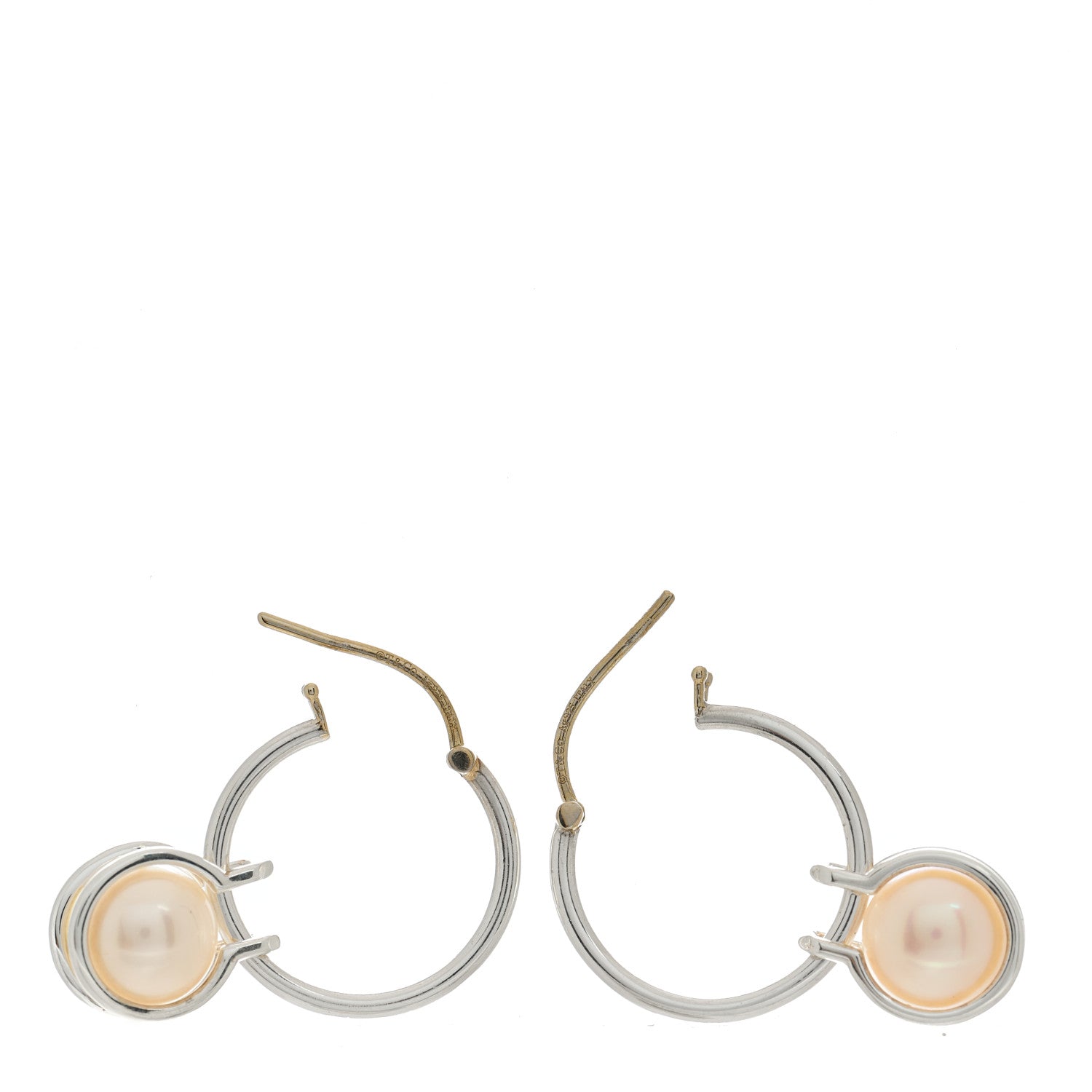 Tiffany Sterling Silver Pearl HardWear Hoop Earrings 3 of 4