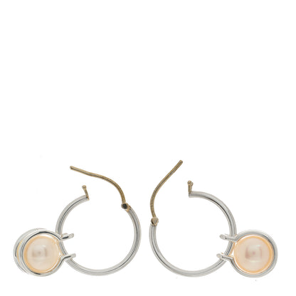 Tiffany Sterling Silver Pearl HardWear Hoop Earrings 3 of 4