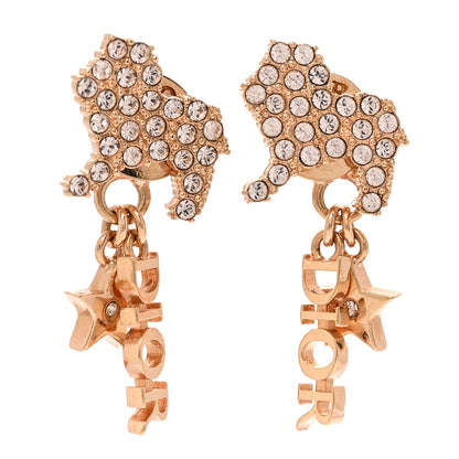 Christian Dior Crystal Diorable Lion Logo Earrings Gold 1 of 5