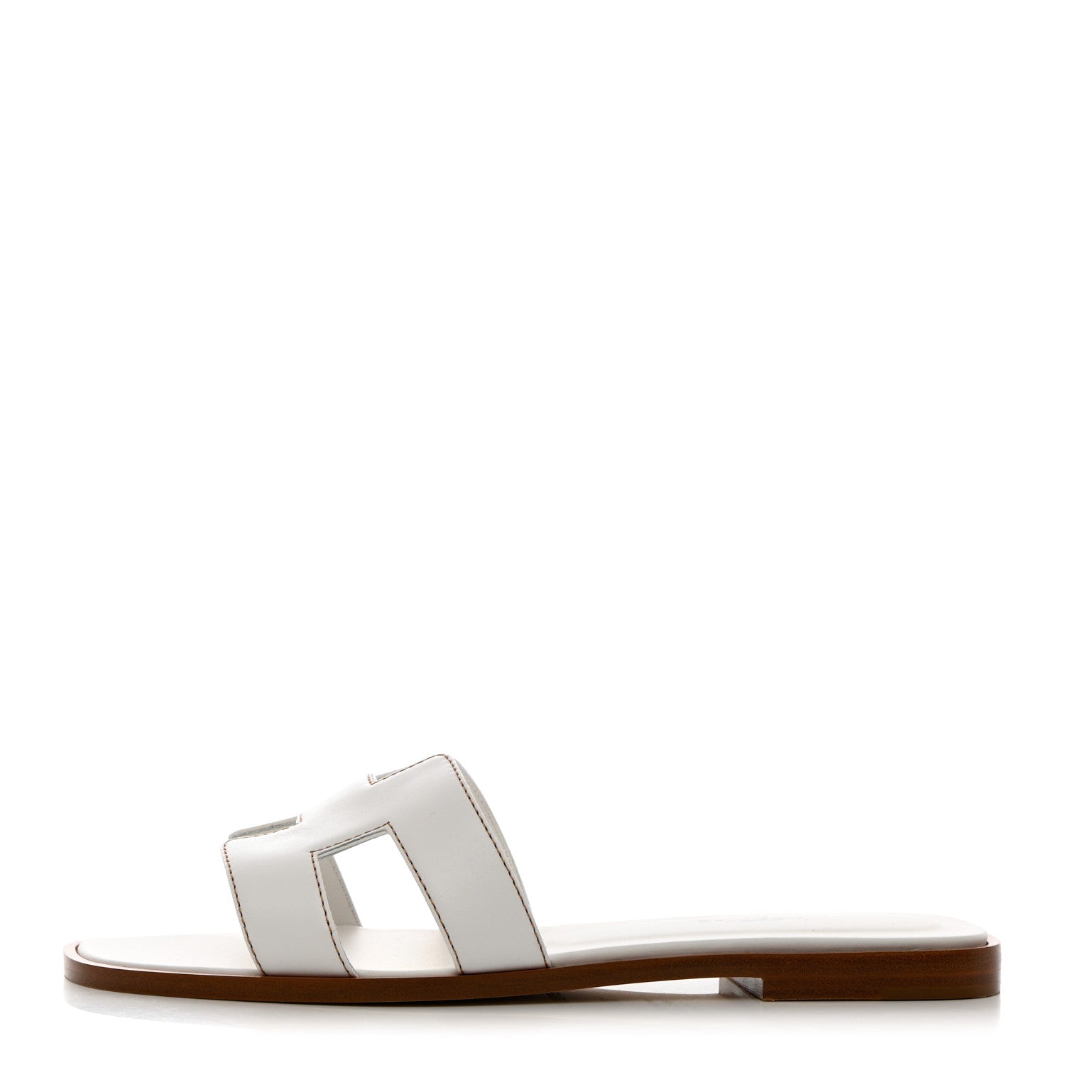 Hermes Box Calfskin Oran Sandals 37.5 White 1 of 10