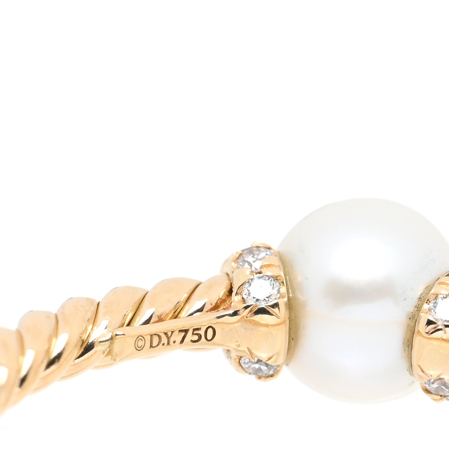 David Yurman 18K Yellow Gold Pearl Diamond Petite Solari Station Ring 52 6 4 of 4