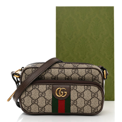 Gucci GG Supreme Monogram Textured Dollar Calfskin Web Mini Ophidia Convertible Shoulder Bag Beige Ebony New Acero 11 of 11