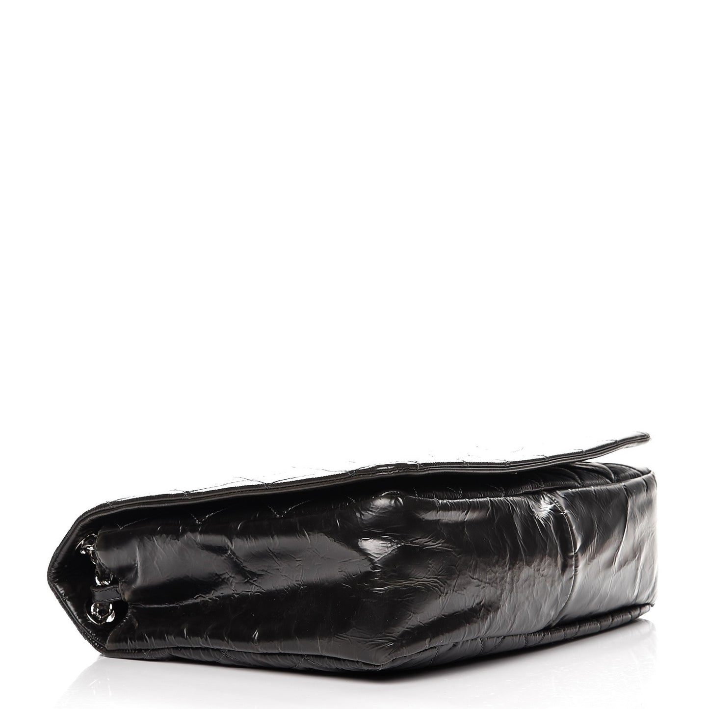 Glazed Calfskin Quilted CC Messenger Bag Black