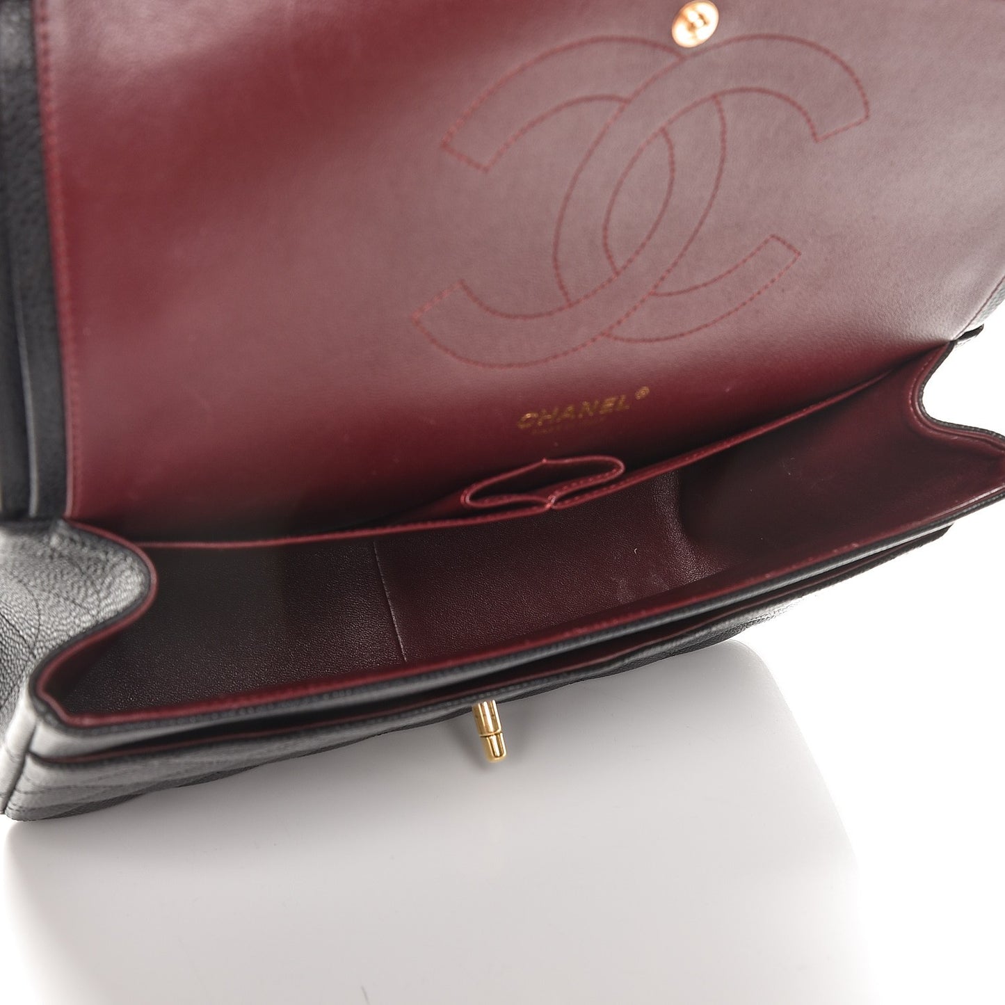 Caviar Quilted Jumbo Double Flap Black