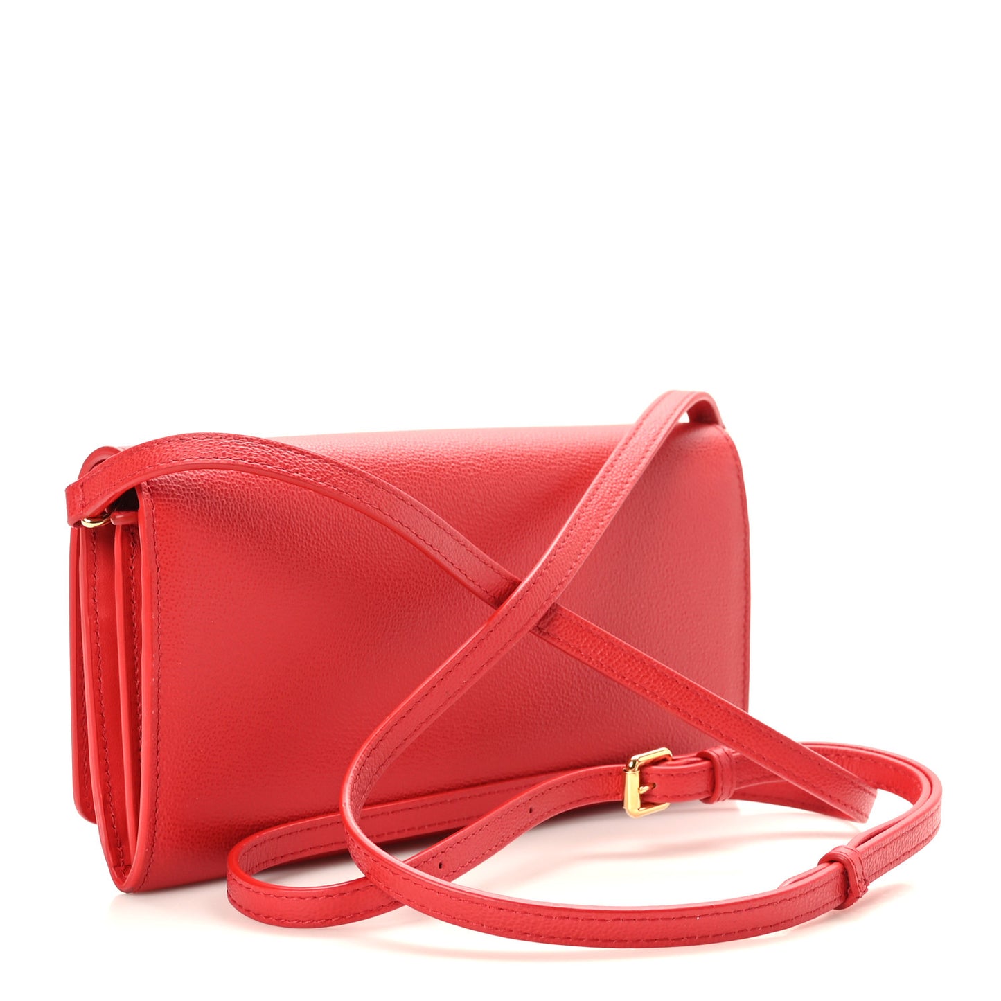 Calfskin Logo Hazelmere Wallet With Detachable Strap Red