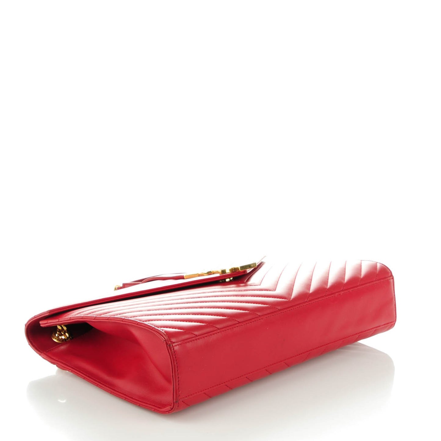 Lambskin Matelasse Chevron Large Monogram Satchel Red