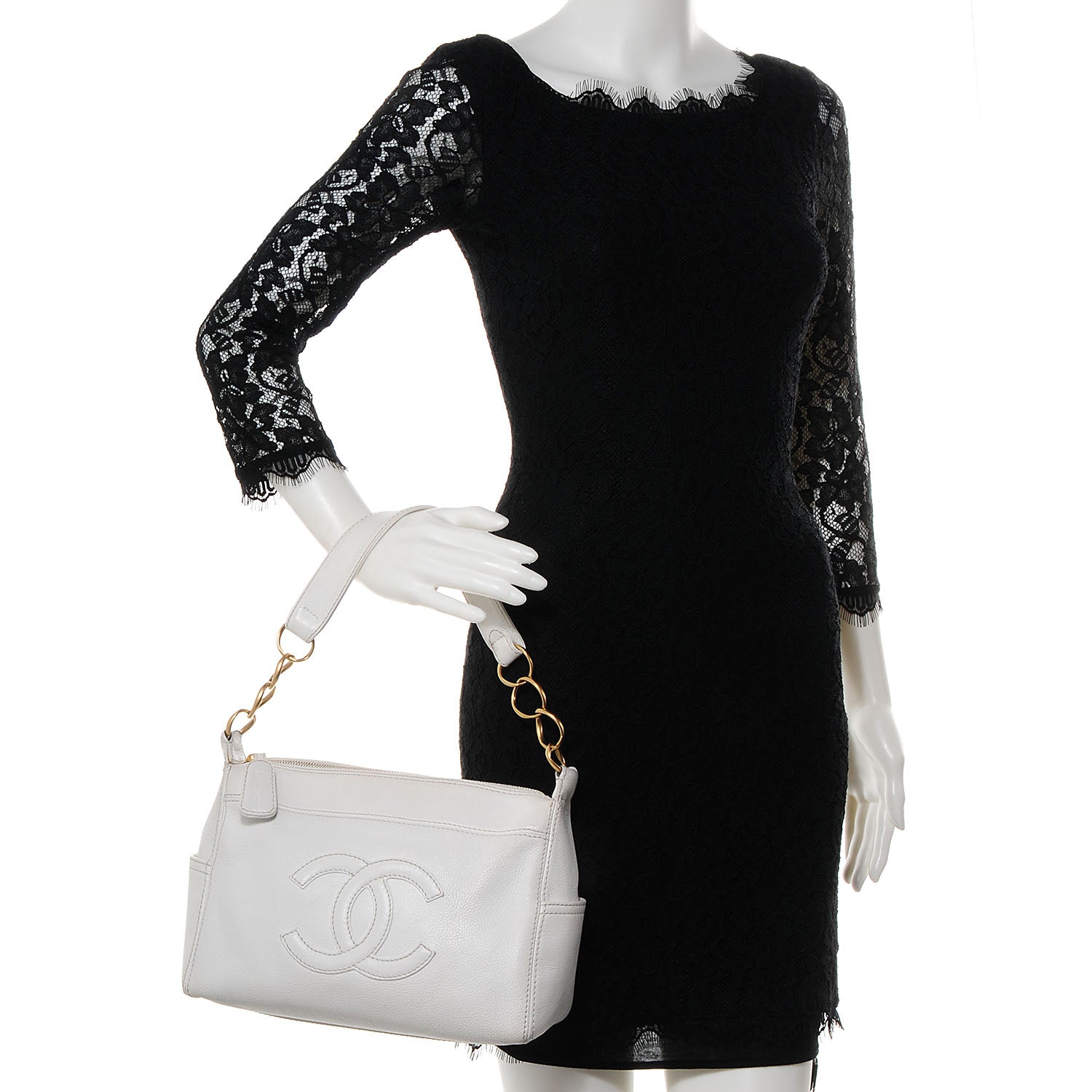 Chanel Caviar CC Hobo White 2 of 7