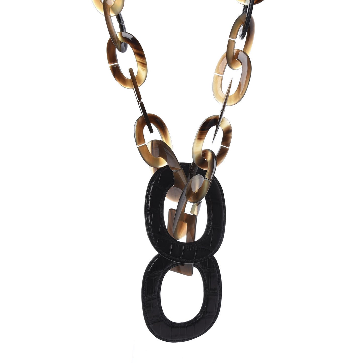 Buffalo Horn Alligator Isidore Necklace Black