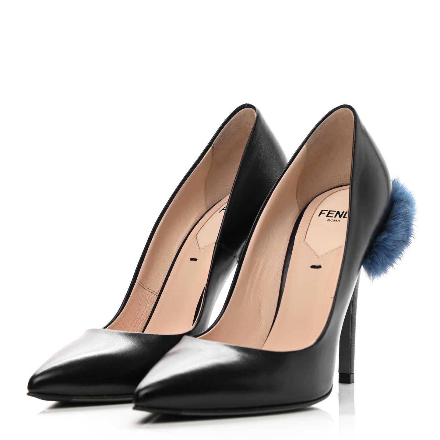 Calfskin Mink Fur Decollete Pumps 35 Black