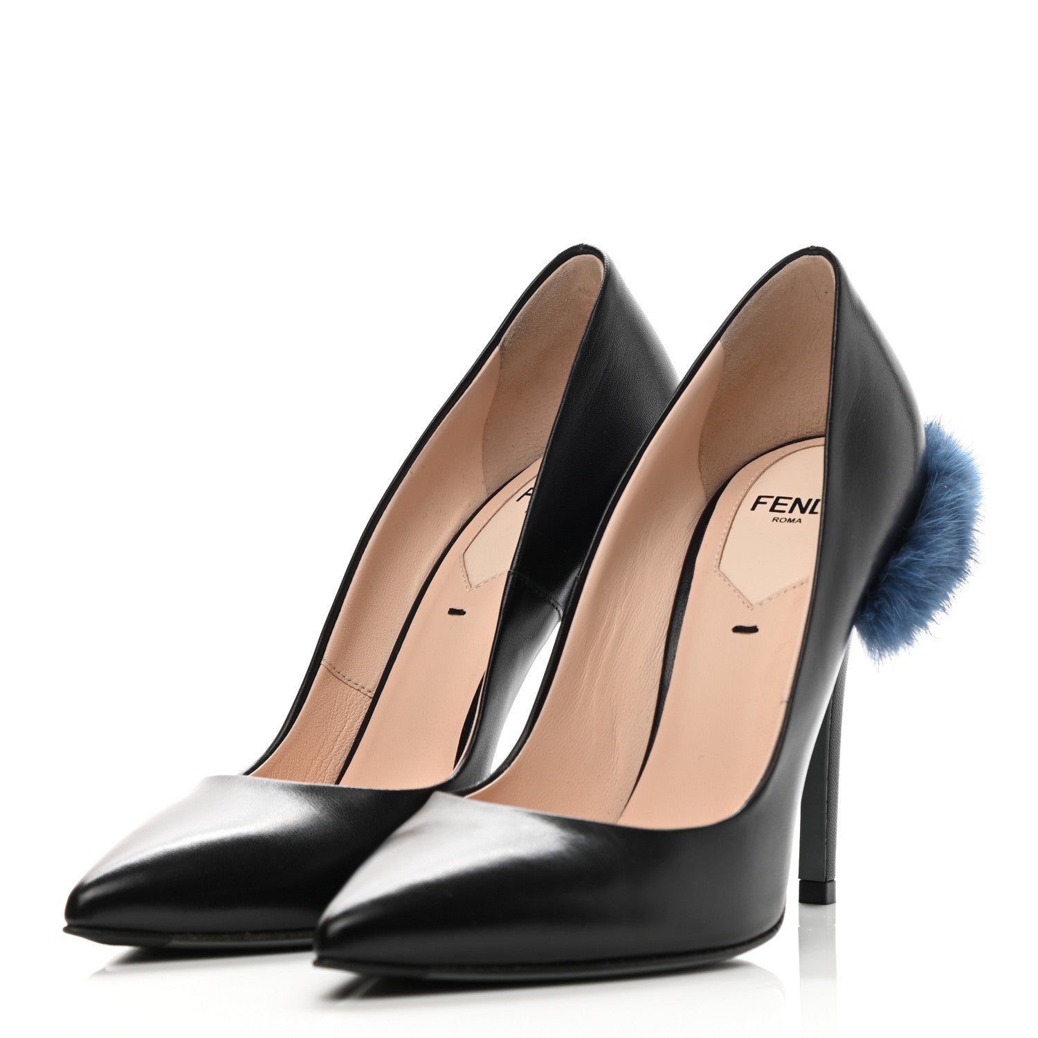 Fendi Calfskin Mink Fur Decollete Pumps 35 Black 3 of 8